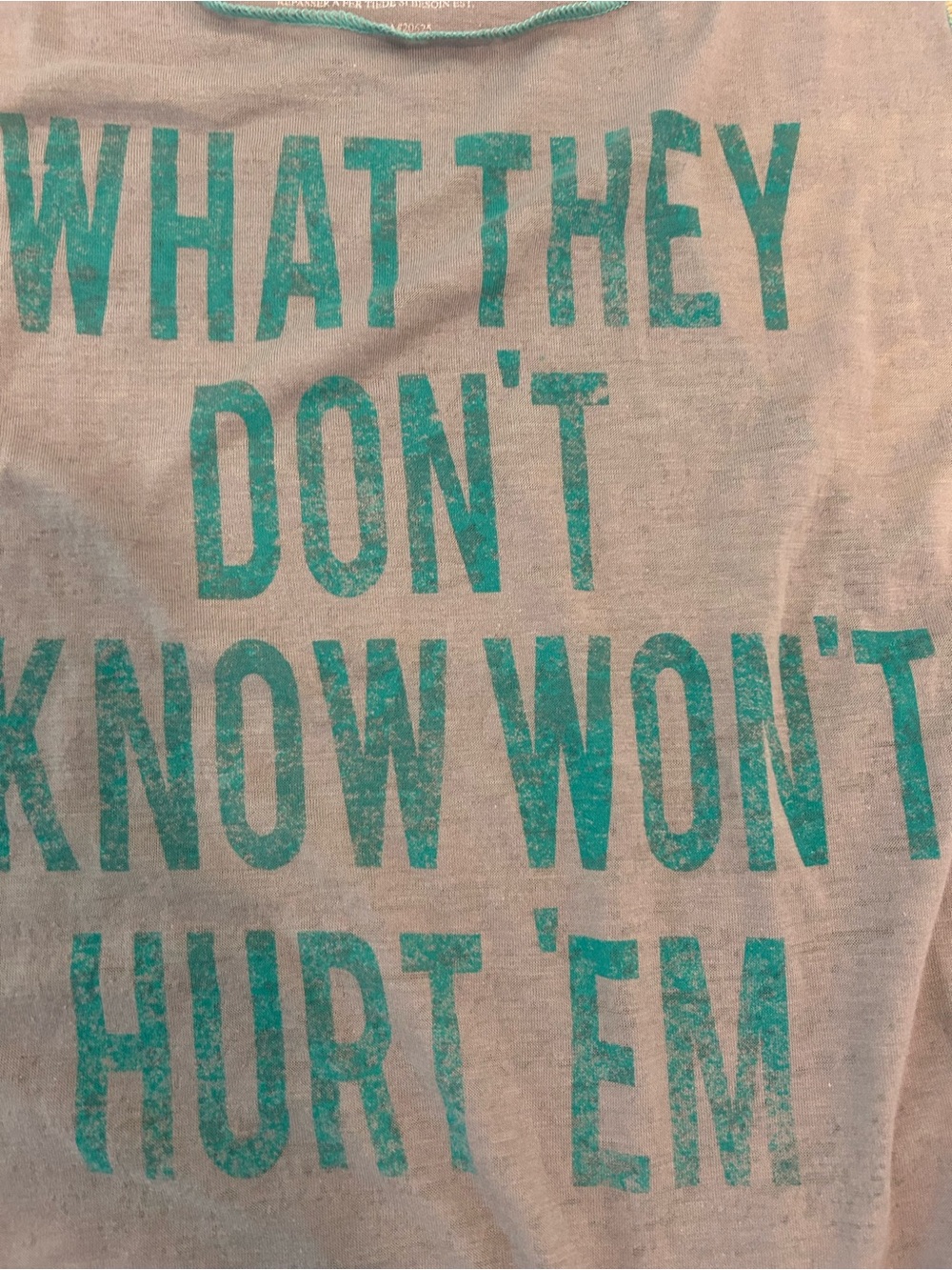 Guess Gray Tank Top with Teal Script - Picture 2 of 3